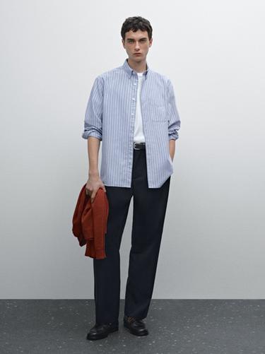 Camisa oxford rayas regular fit algodón - Marino de Zara - Imagen 0