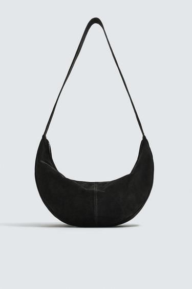 Zara LEATHER SHOULDER BAG - Black