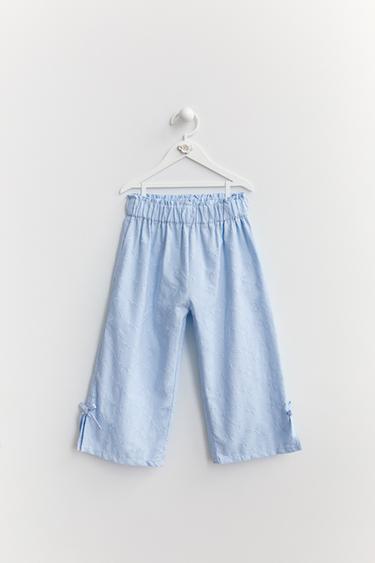 BUKSER MED SLØJFER OG BRODERI - himmelblå fra Zara