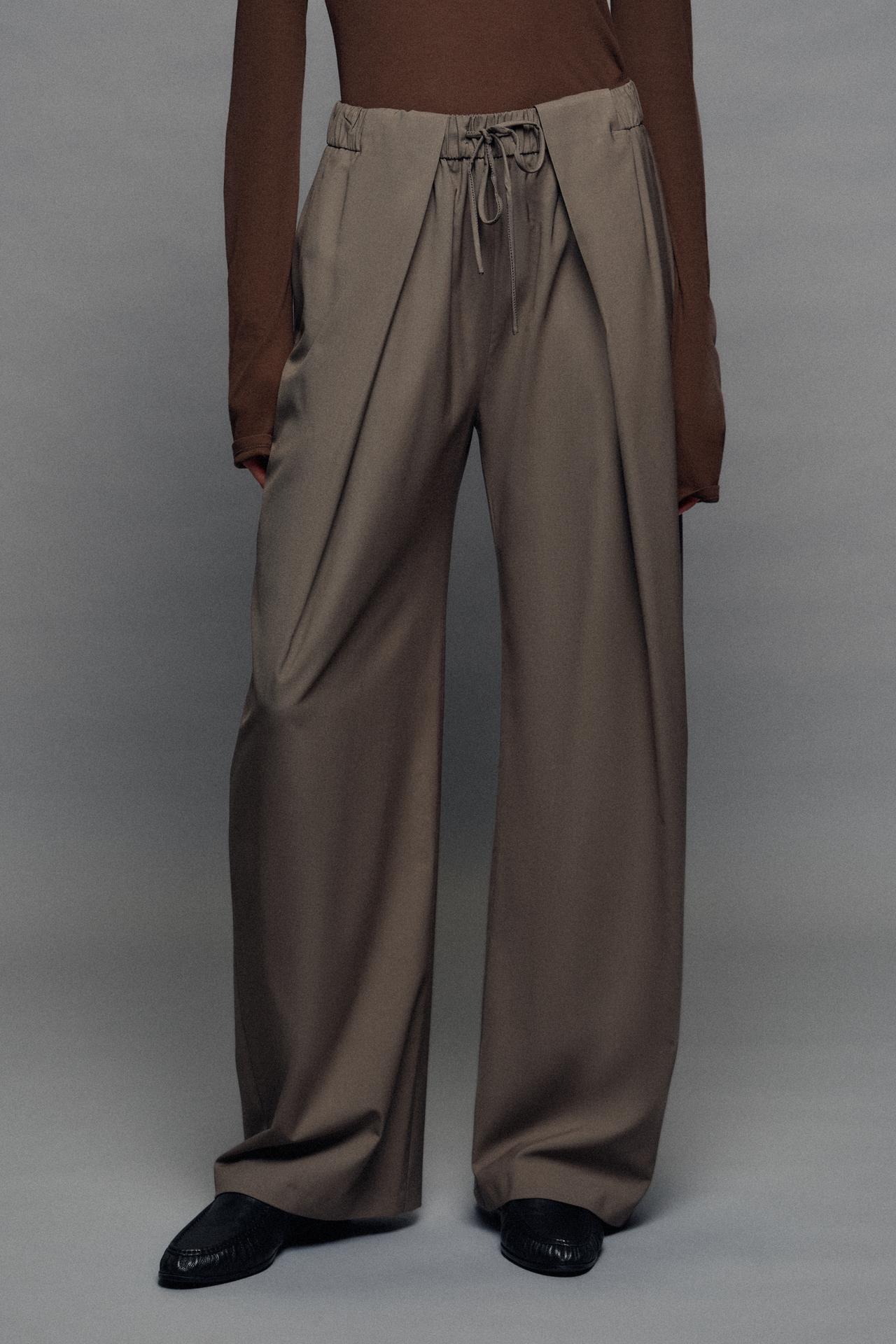 ZW COLLECTION PLEATED PANTS — Brown / Taupe