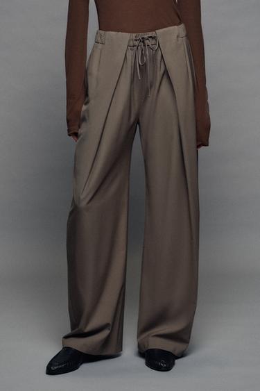 ZW COLLECTION PLEATED PANTS — Brown / Taupe 2