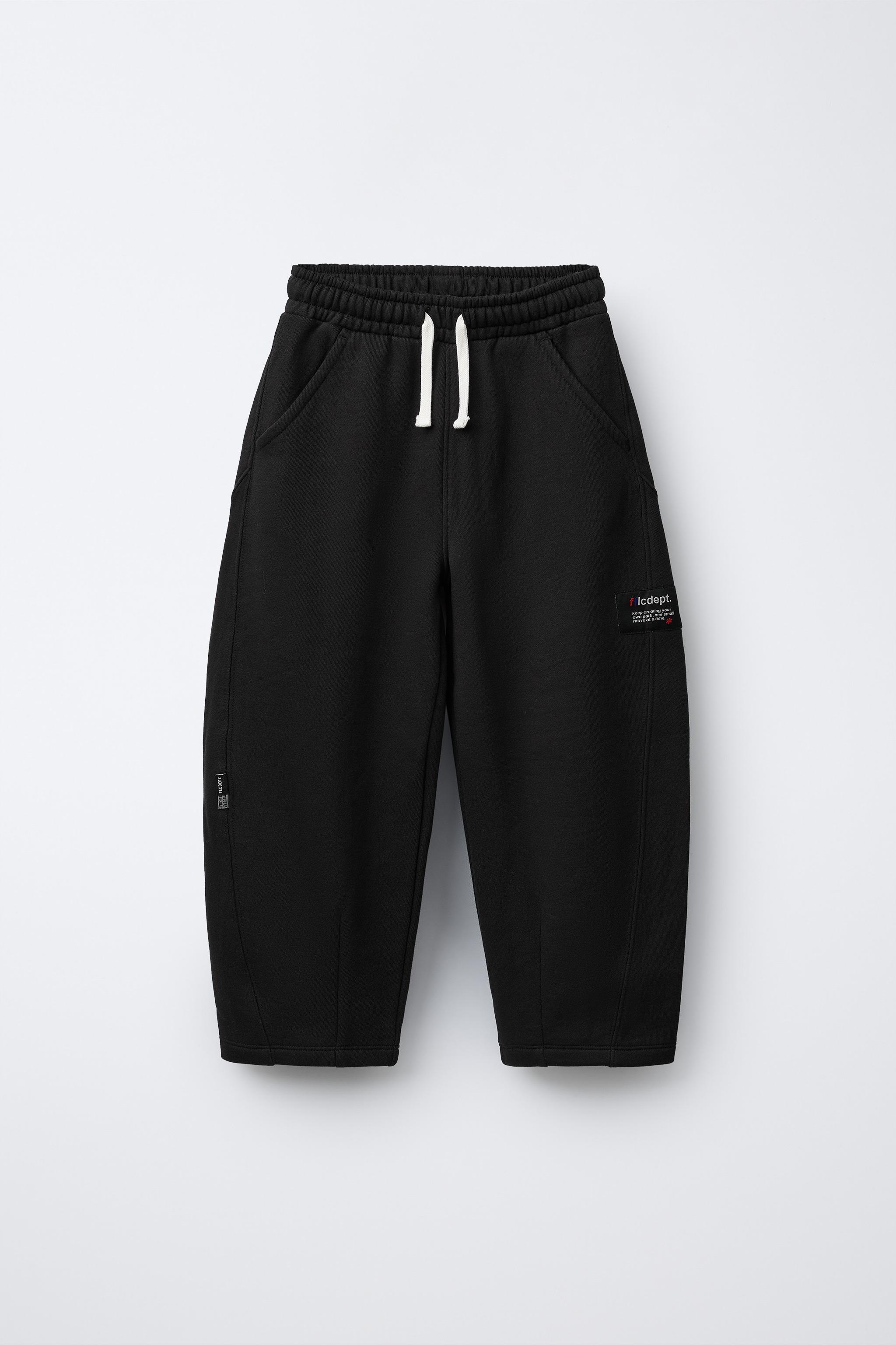 CALÇA DE PLUSH BARREL COM ETIQUETA - Preto | ZARA Brasil