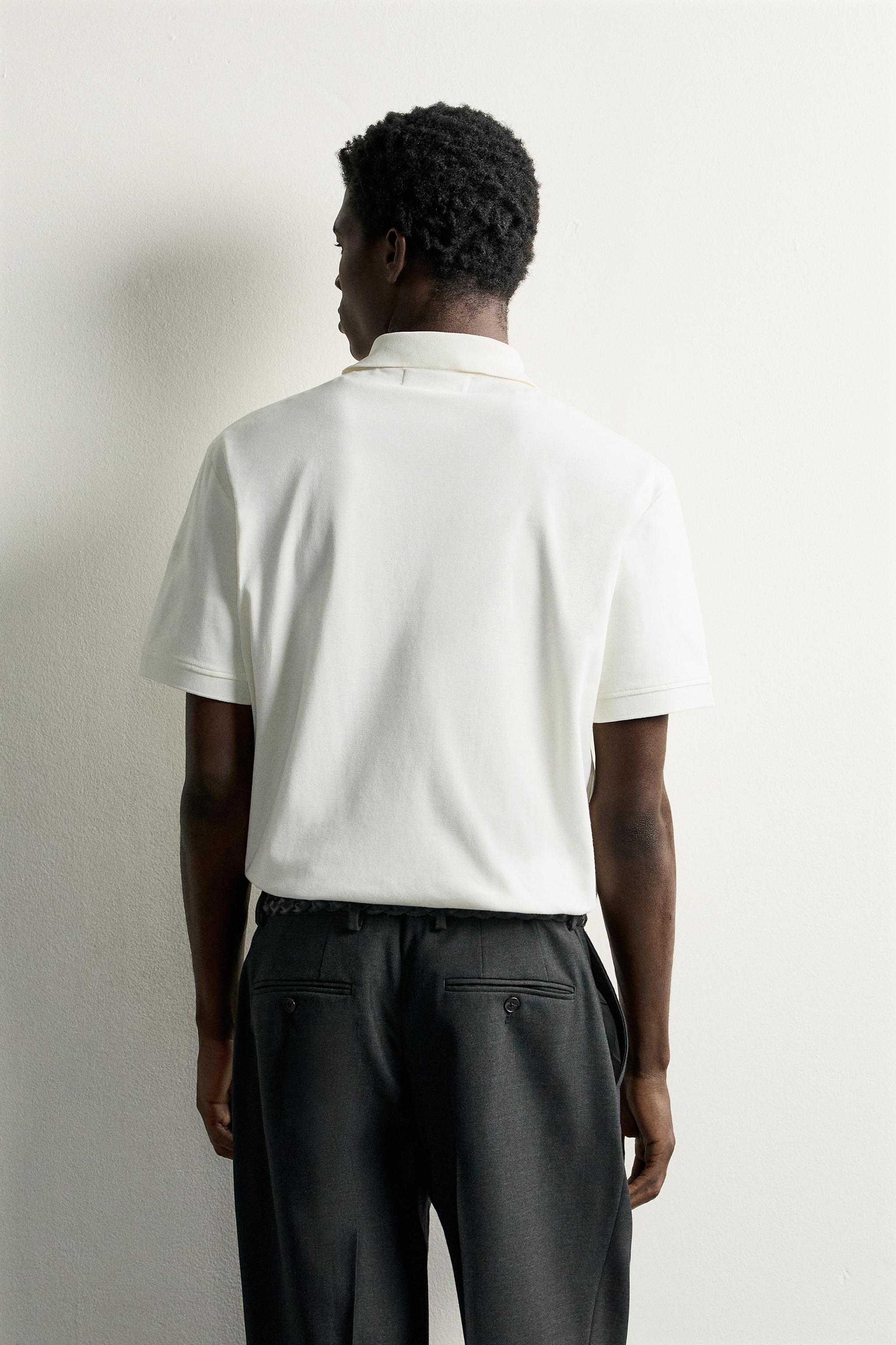 Zara REGULAR FIT PİMA PAMUKLU POLO T-SHIRT görsel 3