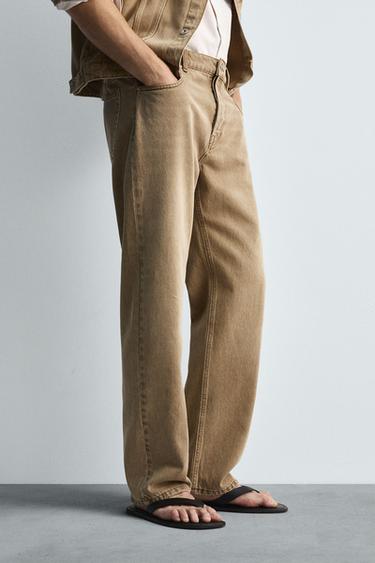 RELAXED FIT JEANS - camel by Zara - Image 5