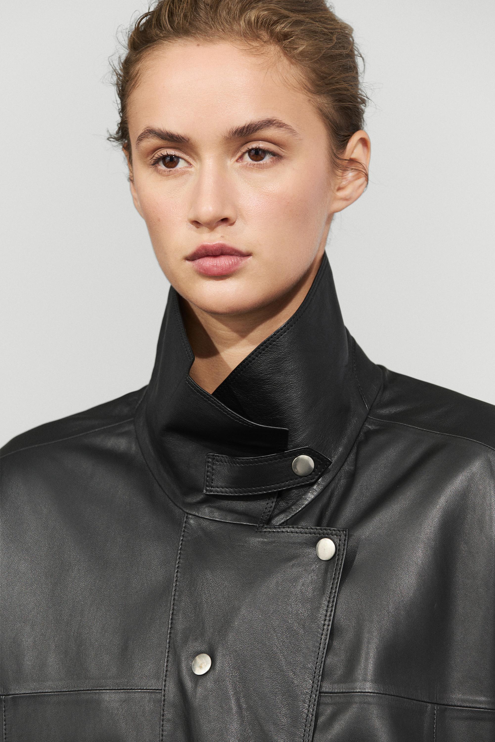 Leather button-detail jacket