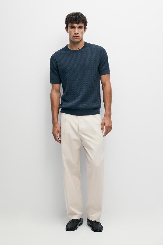 Zara Cable-knit short sleeve sweater - Electric blue - Image 0