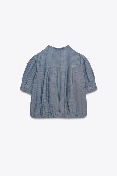 ZW COLLECTION DENIM PLEATED SHIRT - Blue by Zara - Image 5