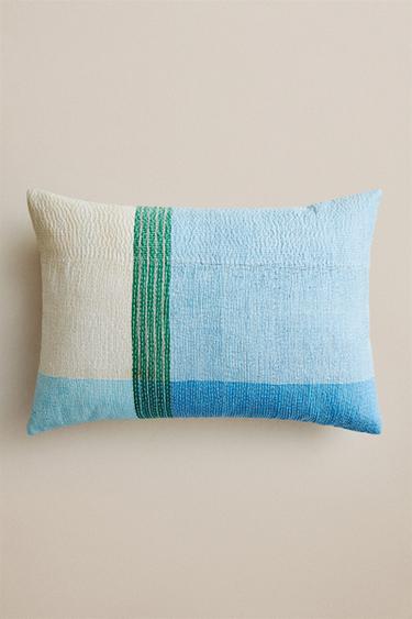 STRIPED CUSHION COVER — Sky blue 1