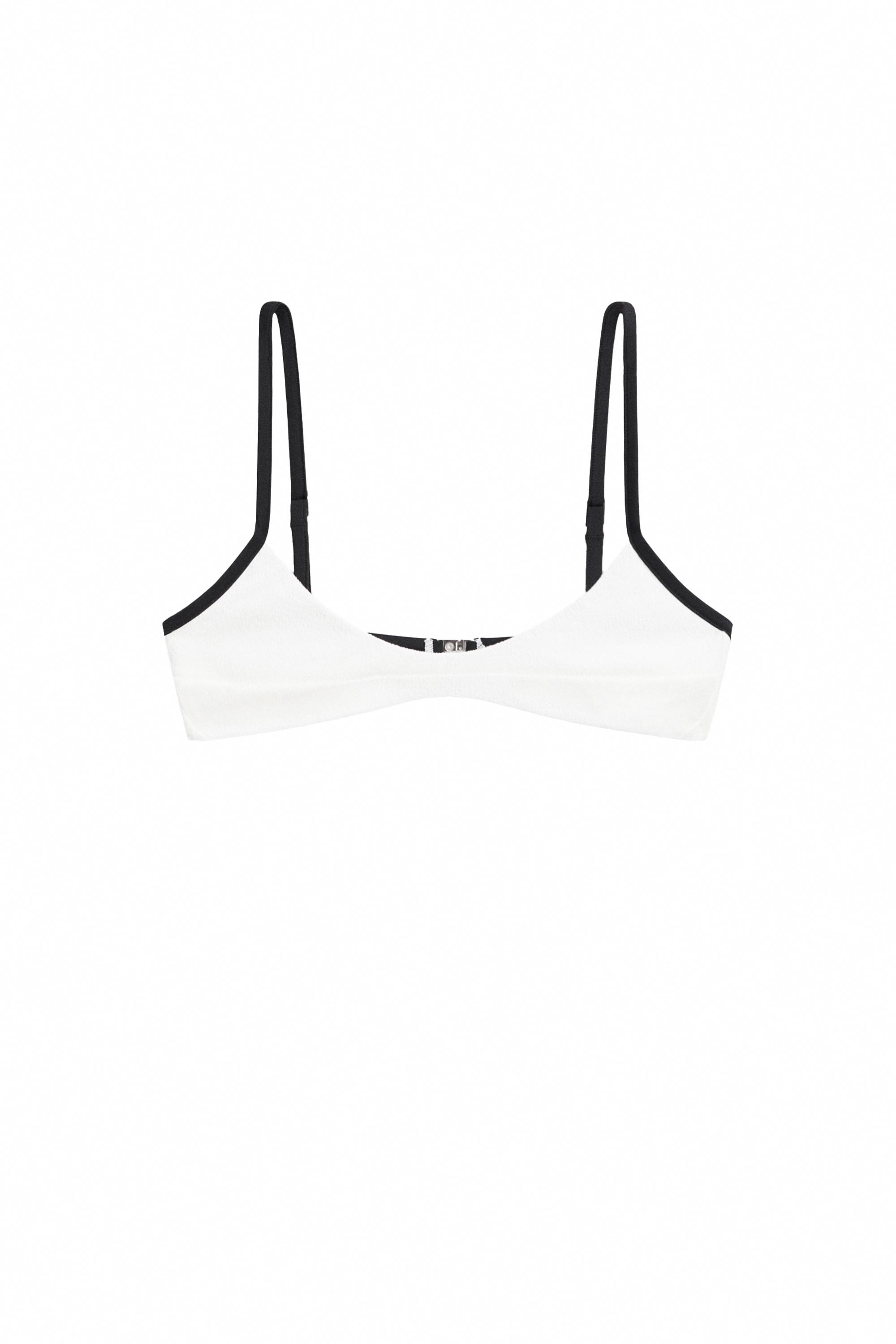 Contrast textured bikini top — Oyster-white