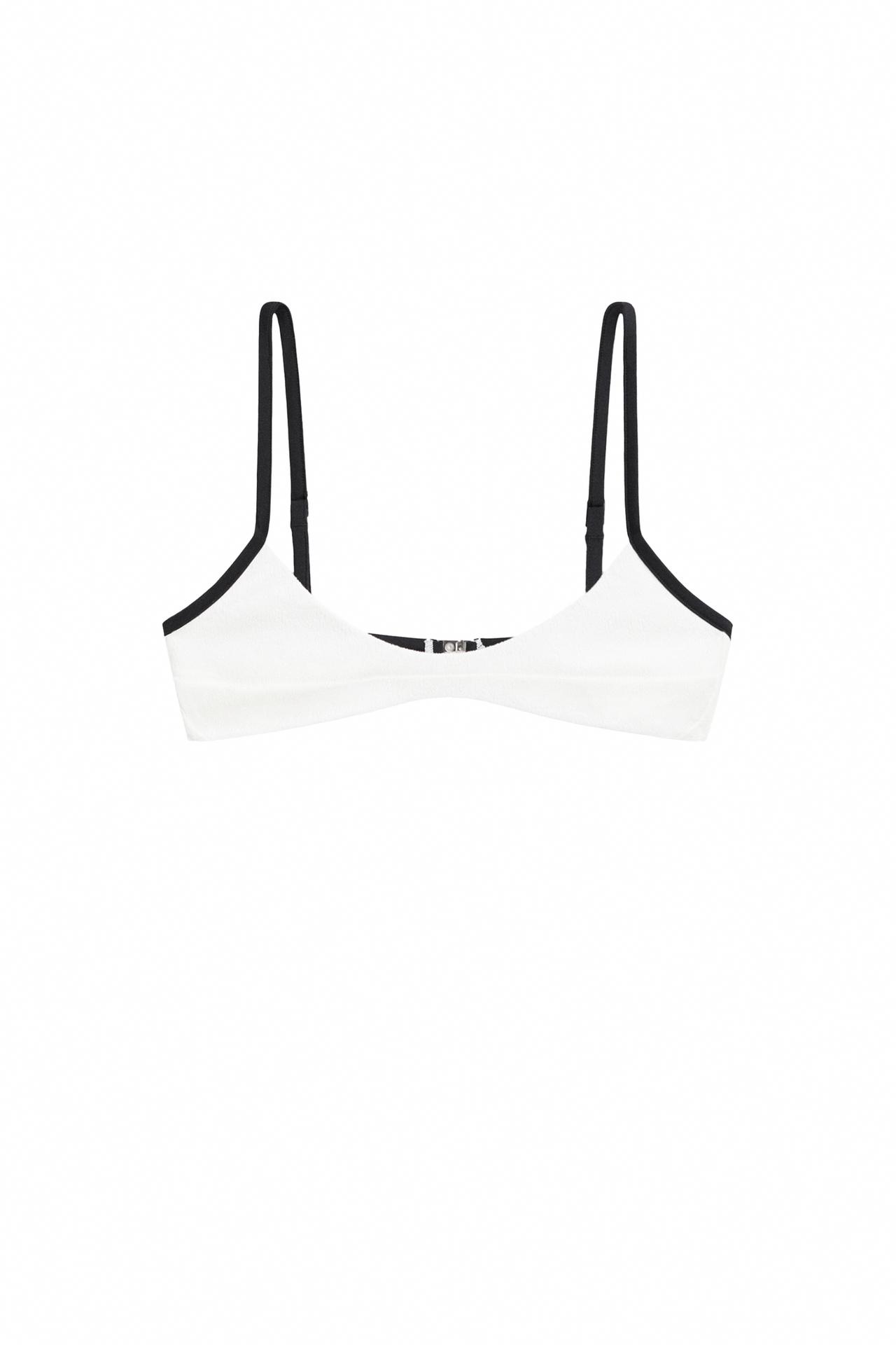 Contrast textured bikini top — Oyster-white
