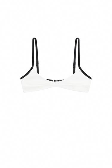 Contrast textured bikini top — Oyster-white 1