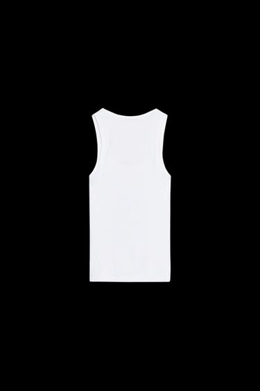CAMISETA ALGODÓN RIB MANGA SISA - Blanco de Zara