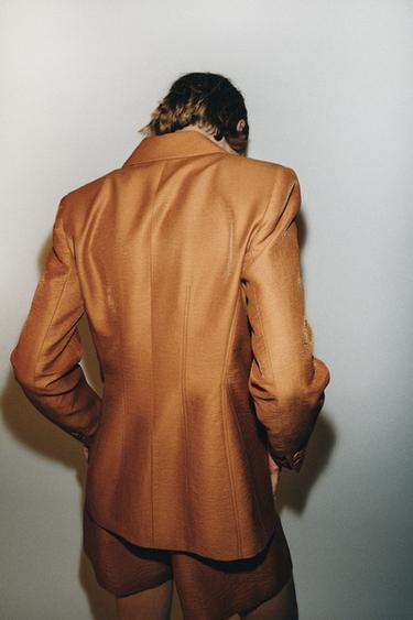 LINEN BLEND BLAZER WITH COVERED BUTTONS - Curry by Zara