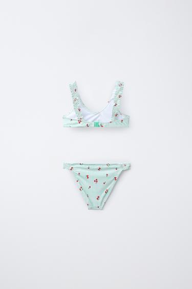 BIKINI RAYURES ET FRAISES (6-14 ANS) - Vert de Zara - Image 1