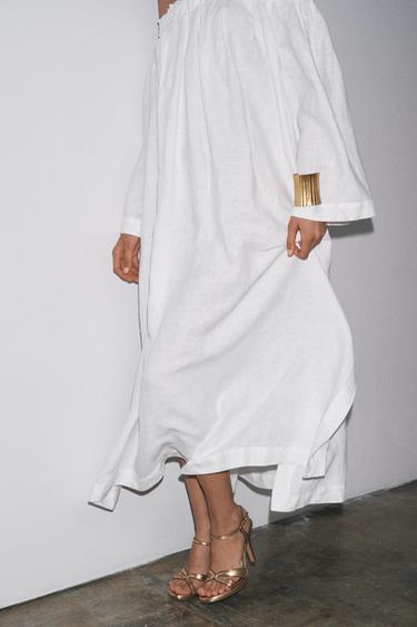 100% LINEN DRESS ZW COLLECTION - White by Zara - Image 3
