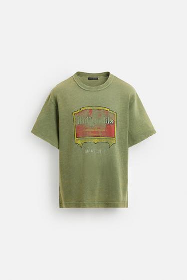 WASHED PRINT KNIT T-SHIRT - Green by Zara - Image 6