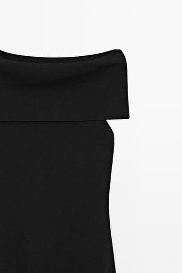 Knit midi dress with exposed shoulders — Black 2