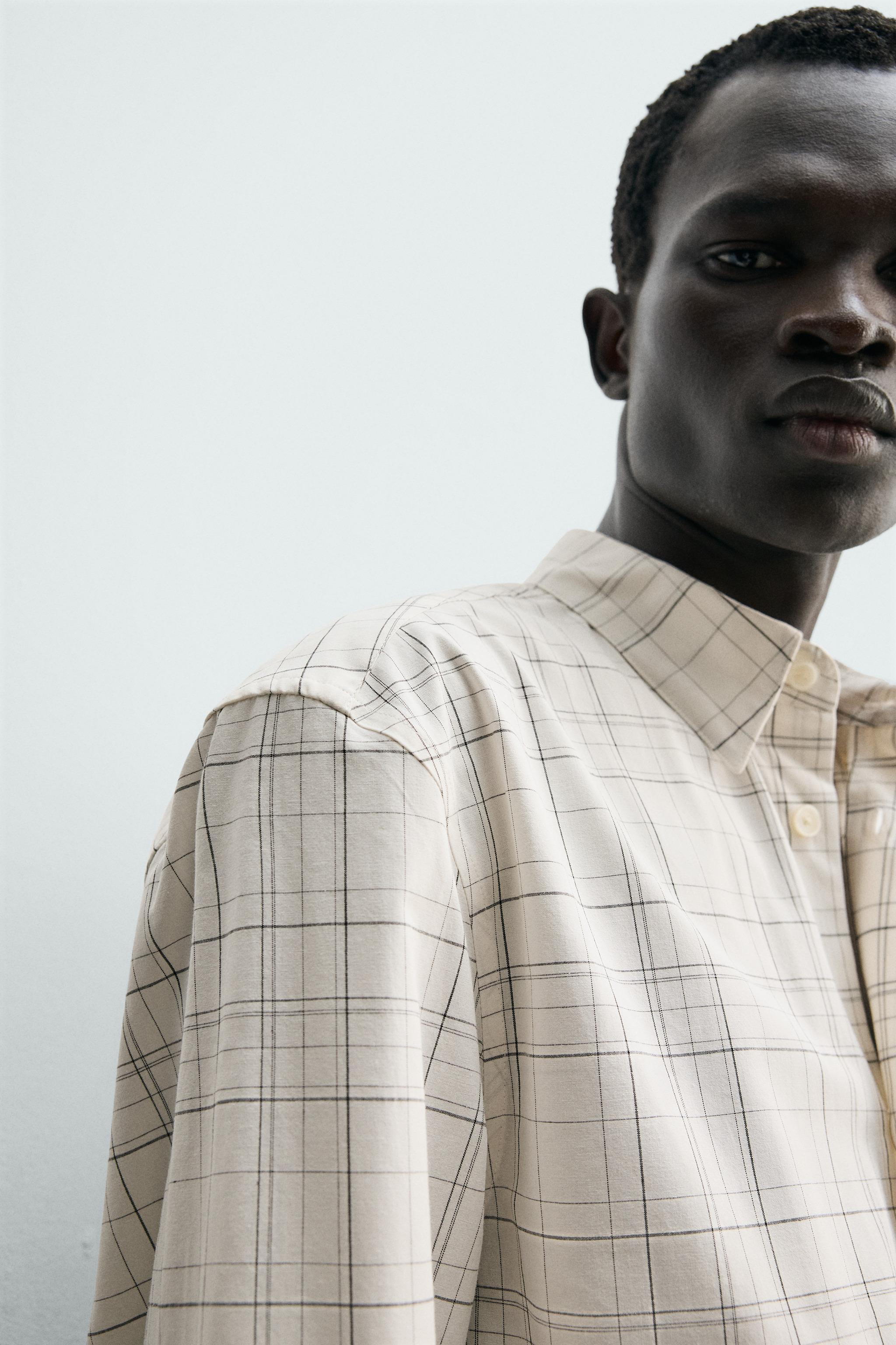 RELAXED FIT CHECK SHIRT - White | ZARA Spain