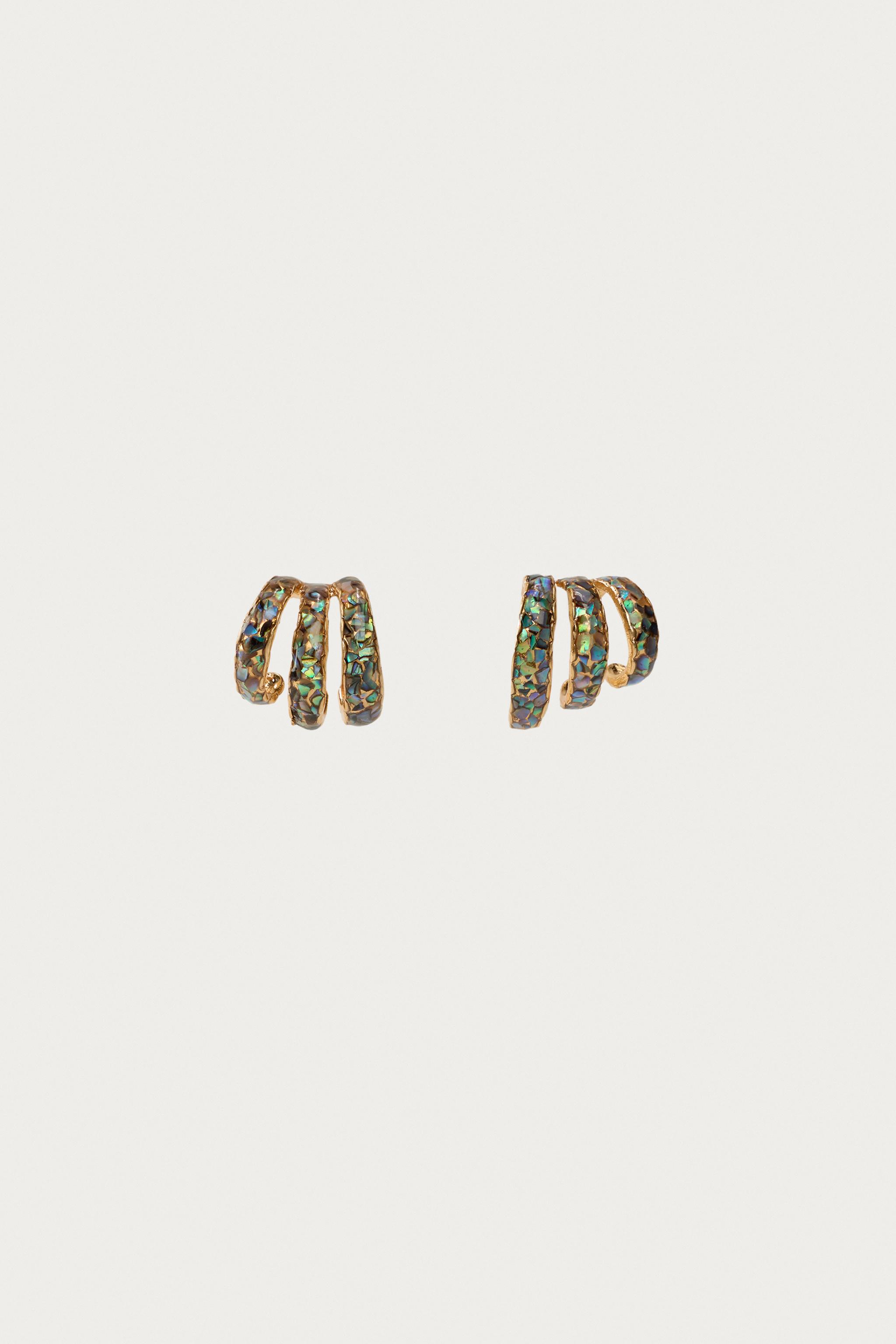 MARISA BERENSON X ZARA TRIPLE SHELL HOOP EARRINGS — Golden