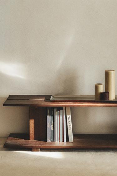 ÉTAGÈRE EN BOIS D'ORME DEUX NIVEAUX - Marron foncé de Zara - Image 5