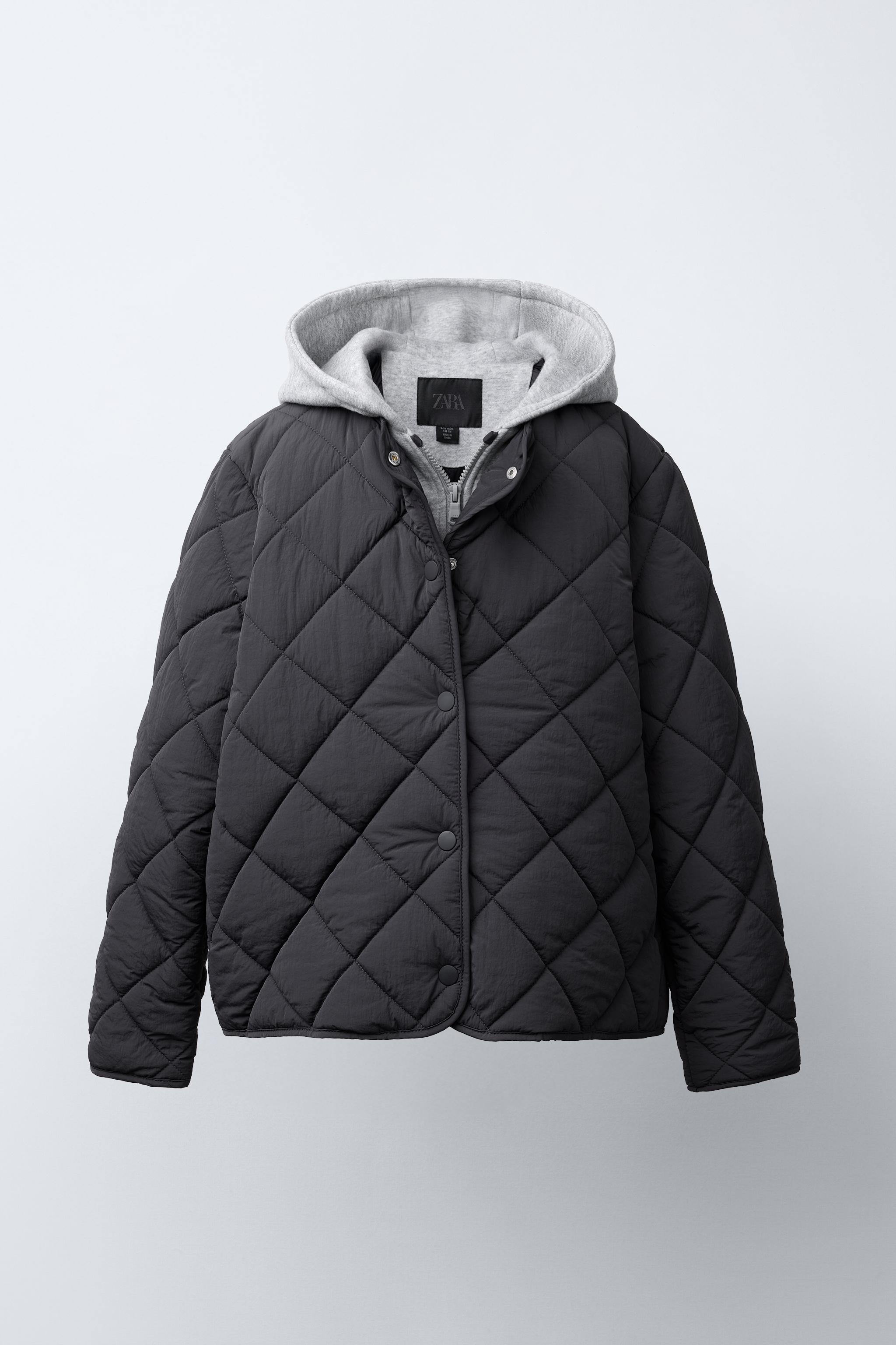 VESTE REMBOURRÉE SWEAT À CAPUCHE Gris anthracite ZARA France