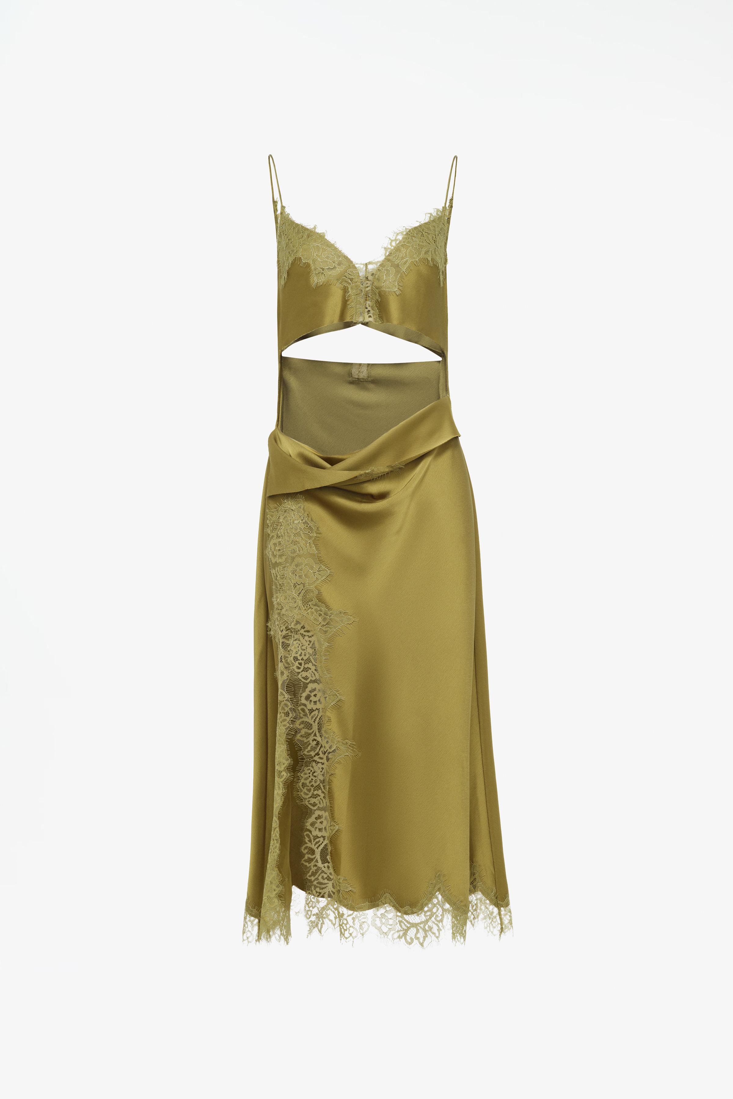 LIMITED EDITION SATIN LACE MIDI DRESS WITH CUTOUTS