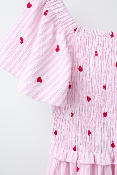 ROBE IMPRIMÉE RAYURES ET CŒURS - Rose de Zara - Image 2