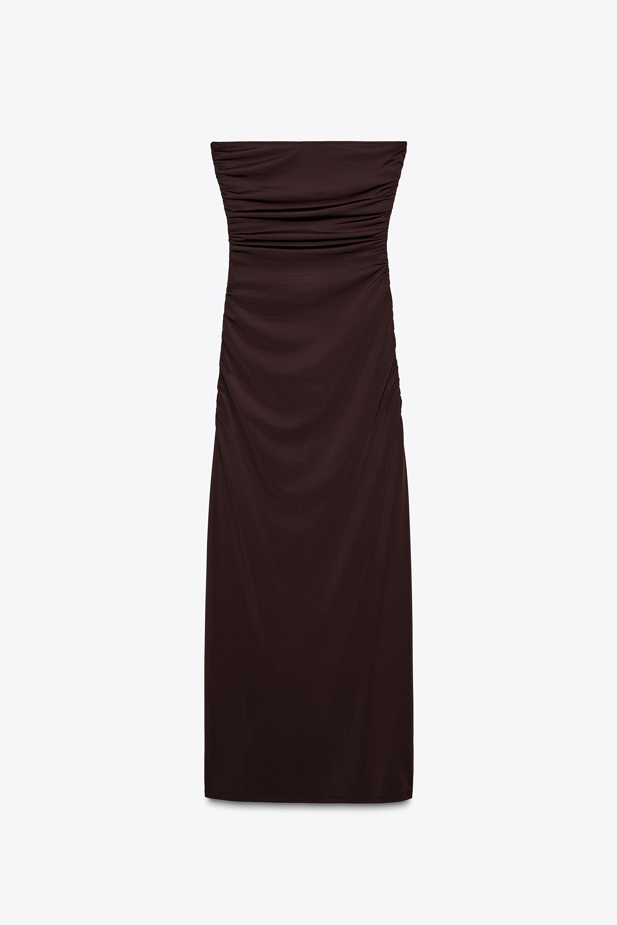 LONG POLYAMIDE DRESS - Dark brown | ZARA United States