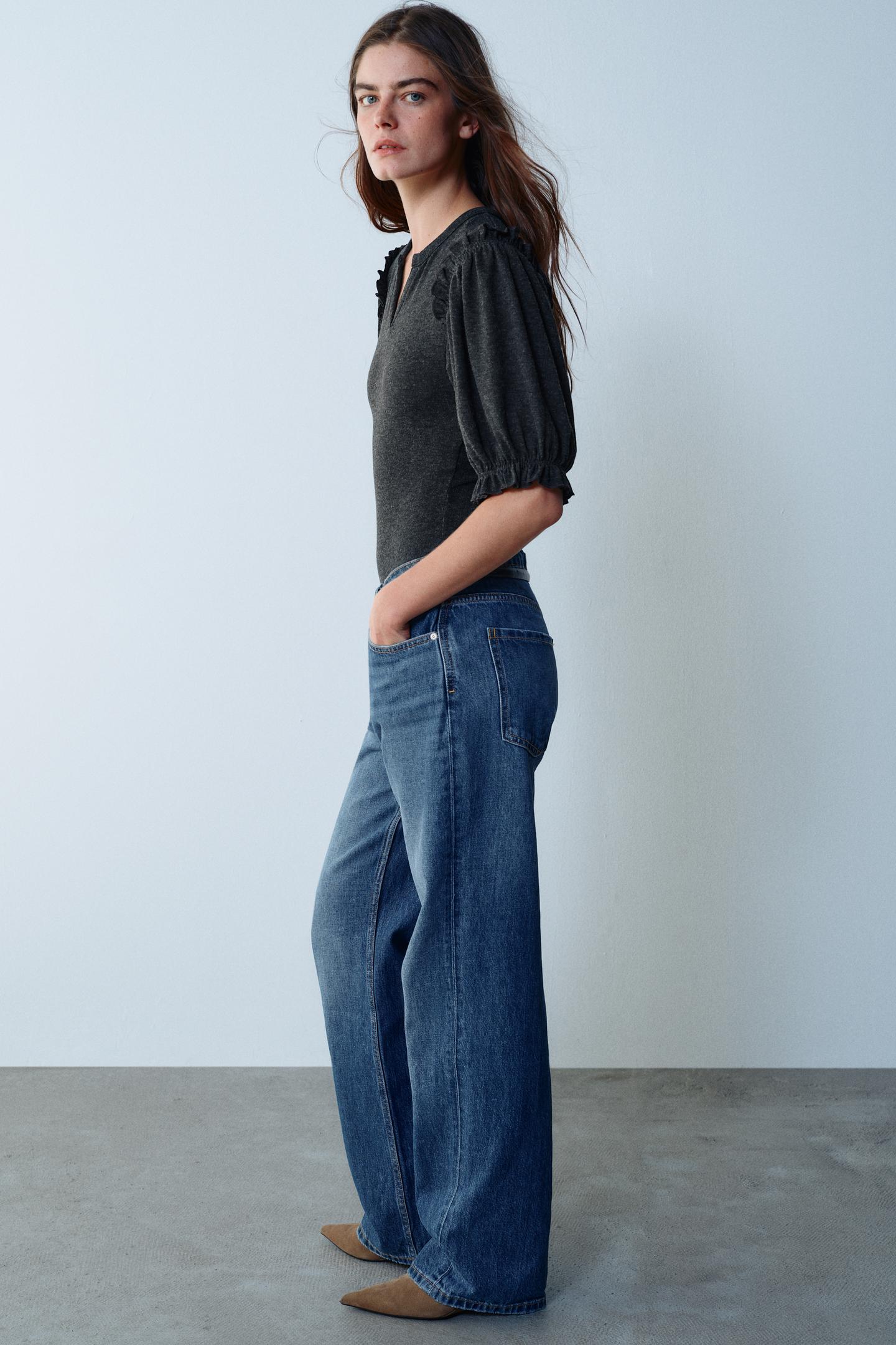 Боди, оборки — Zara, цвет: Тёмный серый — фото 3