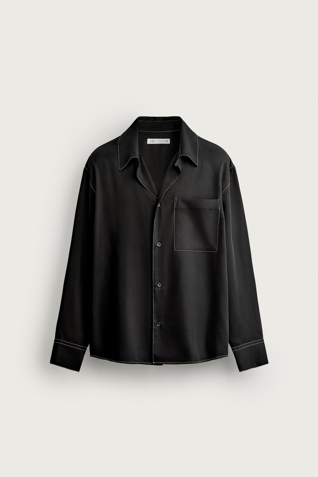 CONTRAST TOPSTITCHING FLOWING SHIRT
