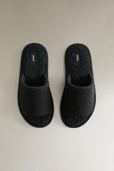CHAUSSONS OUVERTS TISSU ÉPONGE SALLE DE BAIN - Noir de Zara - Image 2