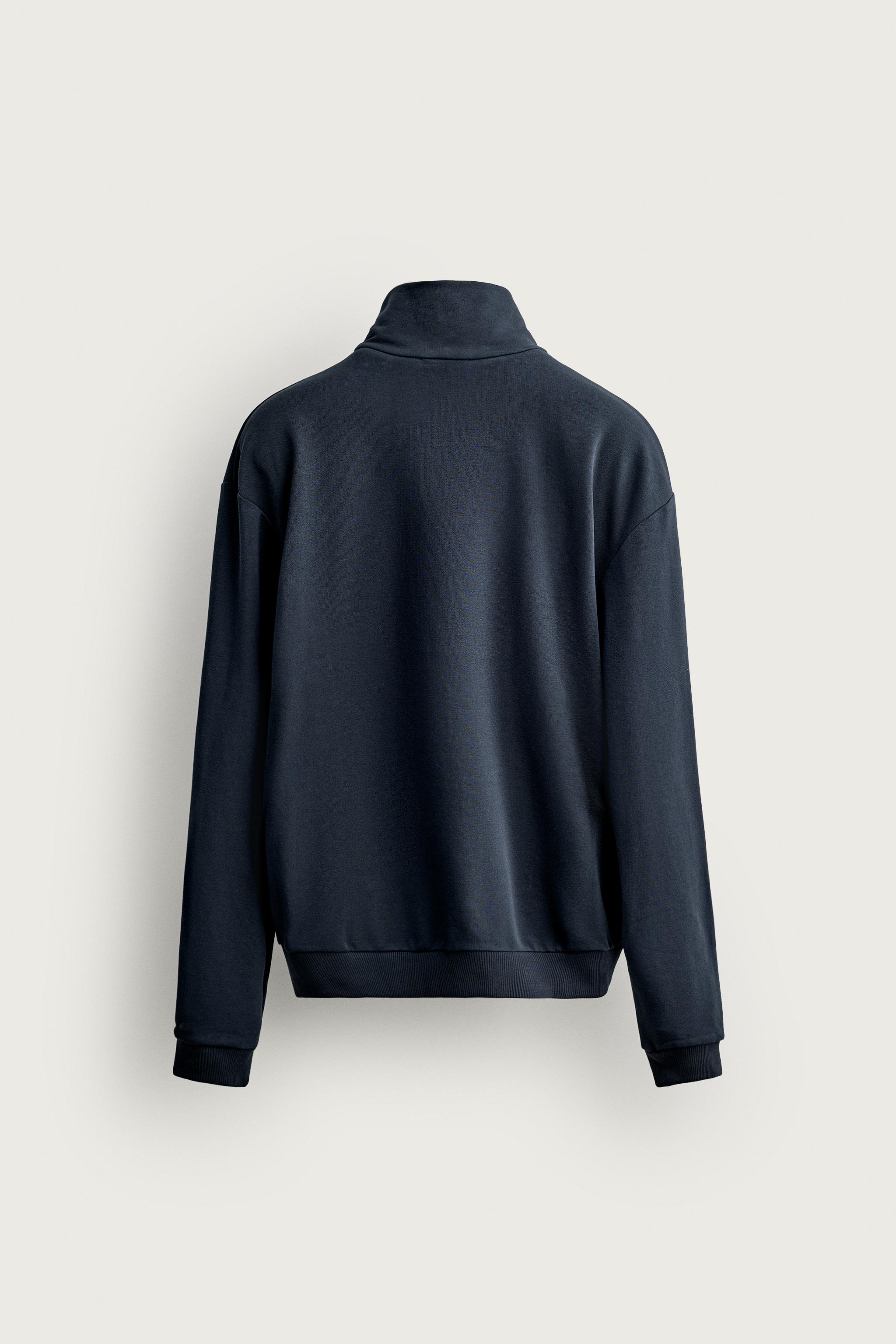 Zara KONTRAST FERMUARLI RELAXED FIT SWEATSHIRT görsel 8