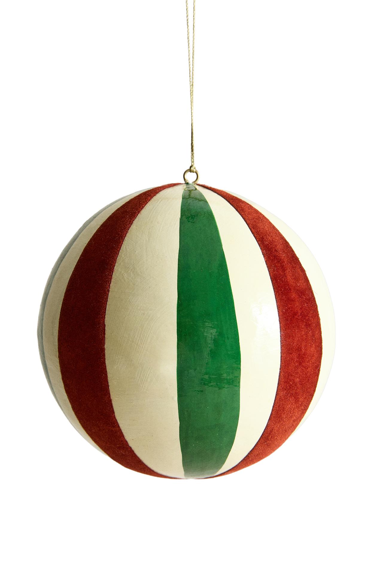 VELVET STRIPED CHRISTMAS TREE BAUBLE