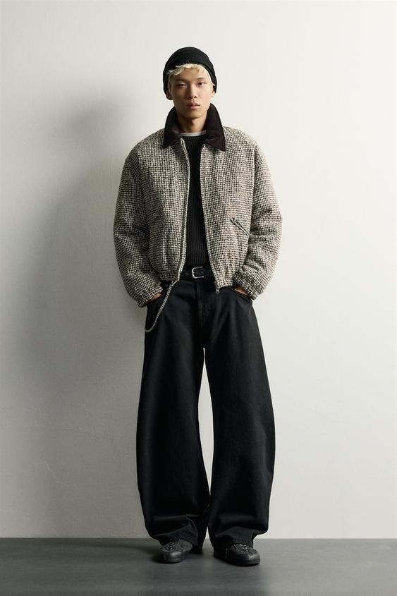 Zara 千鳥格紋絎縫夾克 - 黑色 / 白色 - 圖片 0