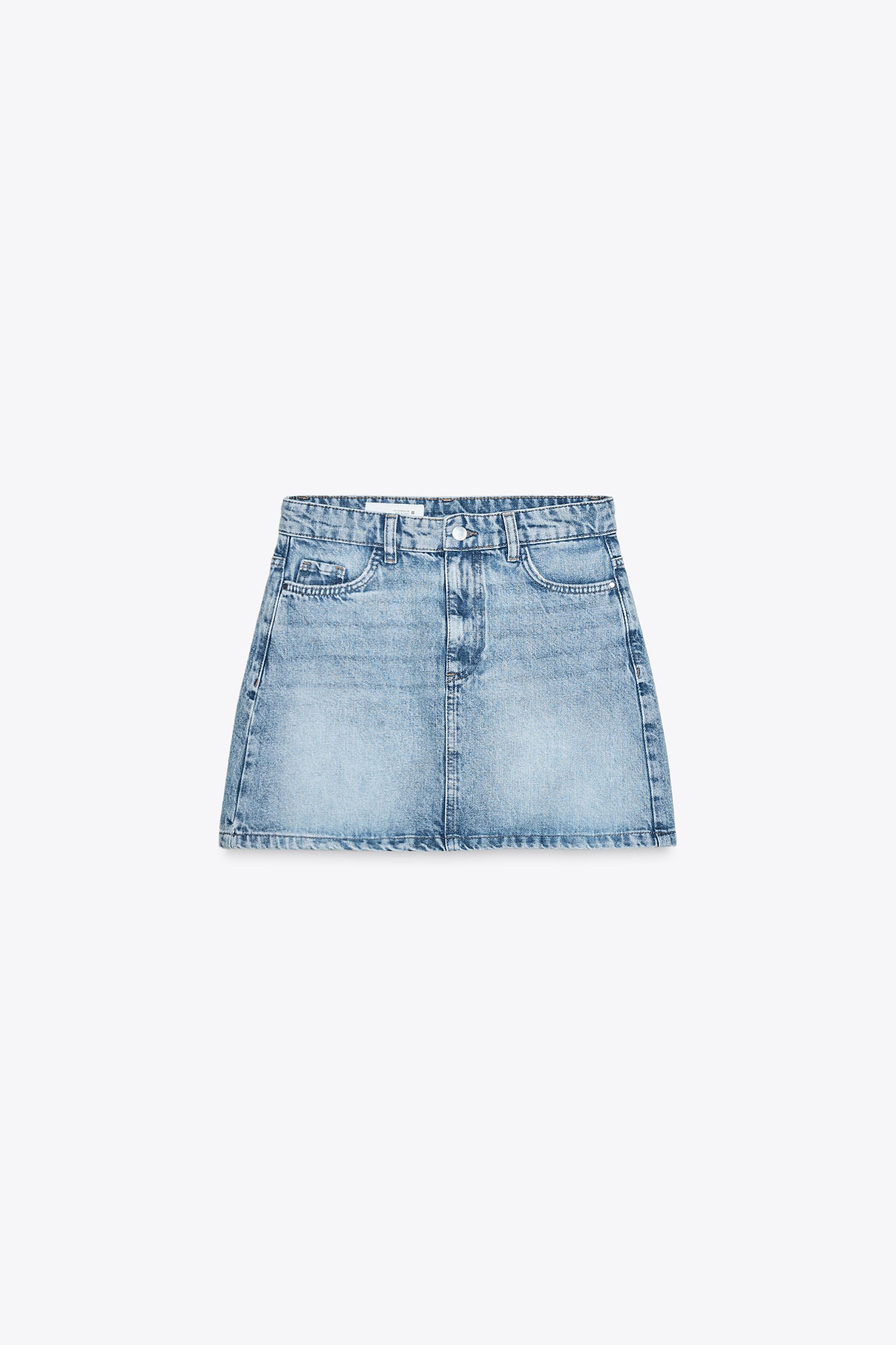 Z1975 DENIM MINI SKIRT - Mid-blue | ZARA United States