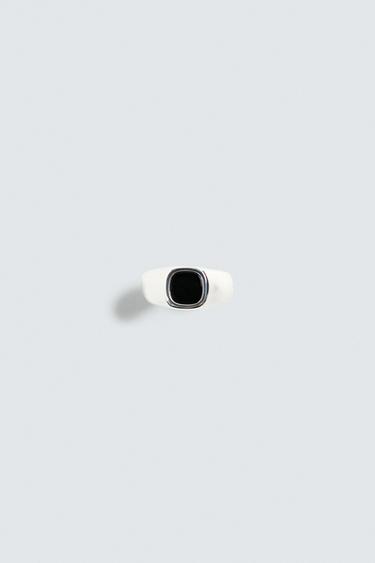 STONE SIGNET RING - Silver by Zara - Image 0