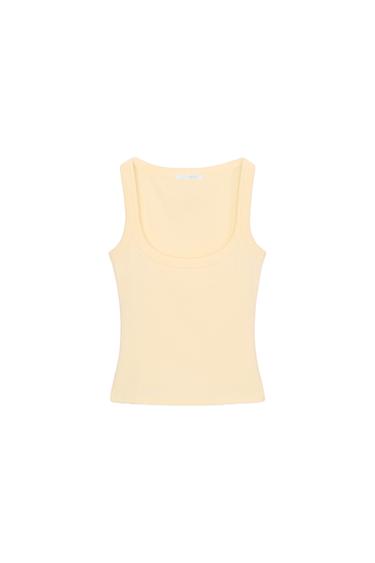 Zara COTTON SLEEVELESS T-SHIRT - Yellow
