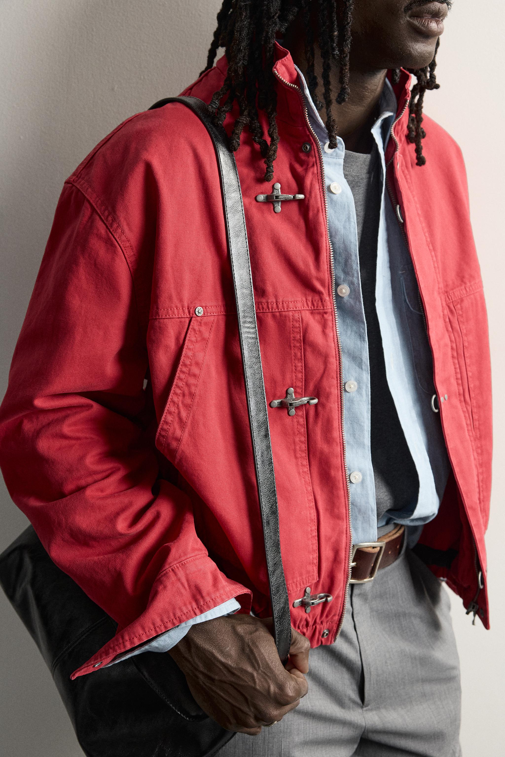 Zara RELAXED FIT JACKET WITH METAL FIREMAN CLASPS görsel 6