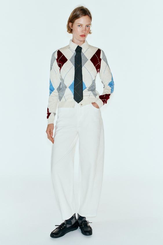 CORBATA ESTAMPADO CUADROS MEZCLA LANA - Verde de Zara - Imagen 0