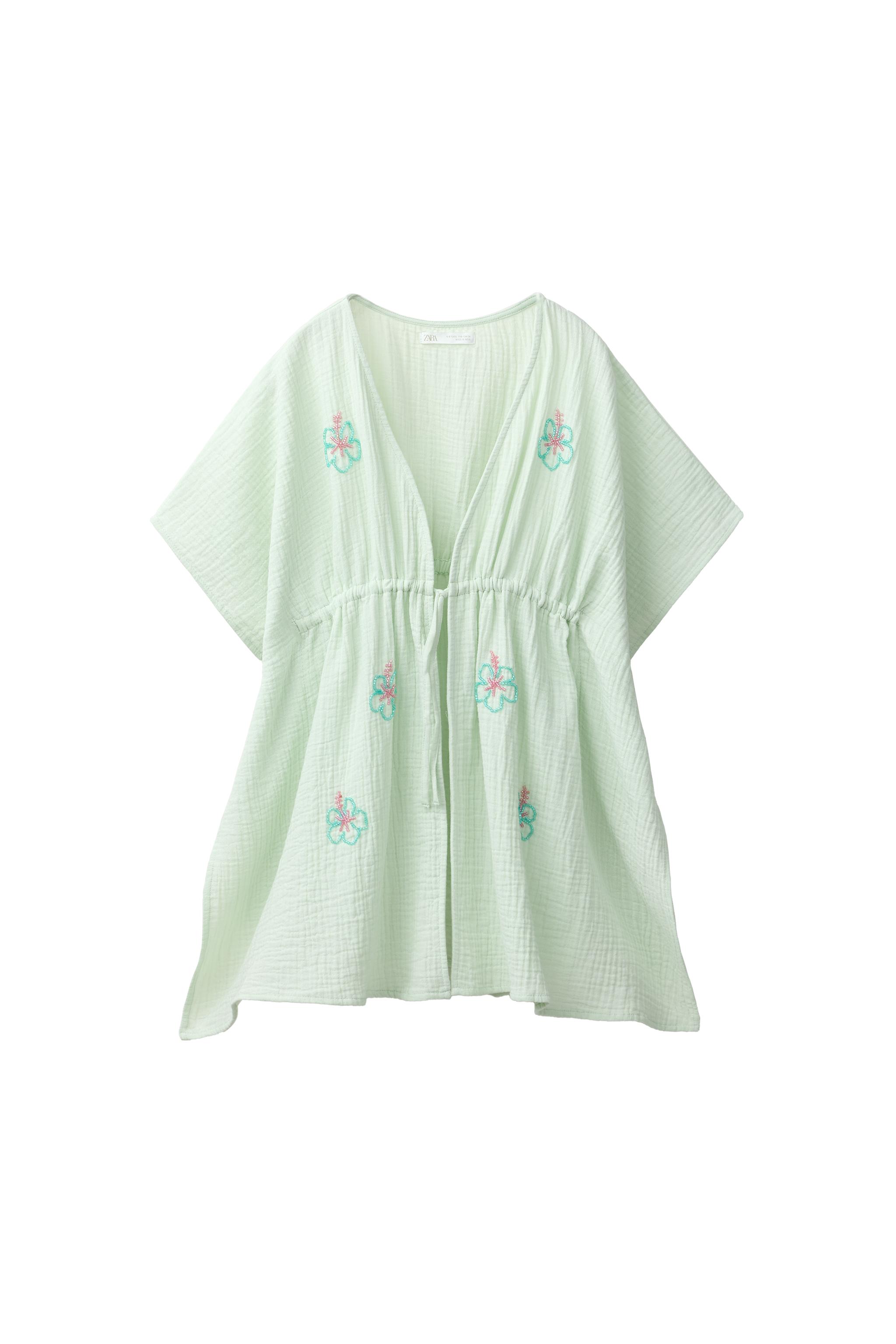 HIBISCUS BEADED KAFTAN - washed green | ZARA United Kingdom