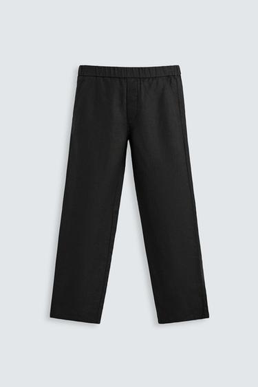Zara LINEN PANTS IN 100% LINEN - Black