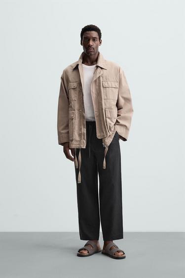 Zara 100% LINEN PANTS - Black - Image 0