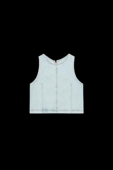 Zara Z1975 SHORT DENIM TOP - Light blue - Image 0