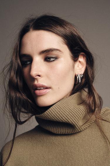 SPARKLY HOOP EARRINGS - Silver by Zara