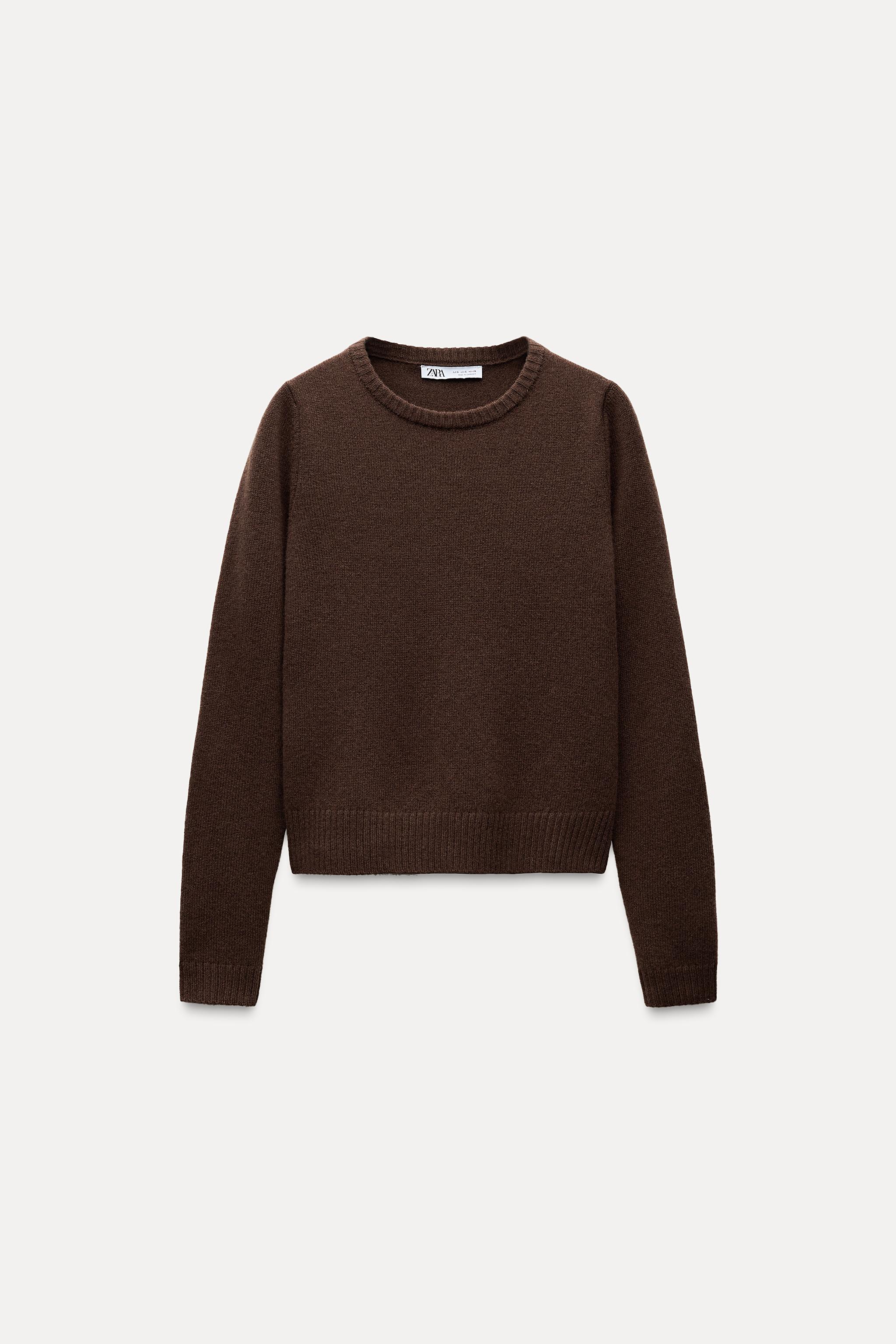 Zara Basic 100 Wool Sweater Brown Women