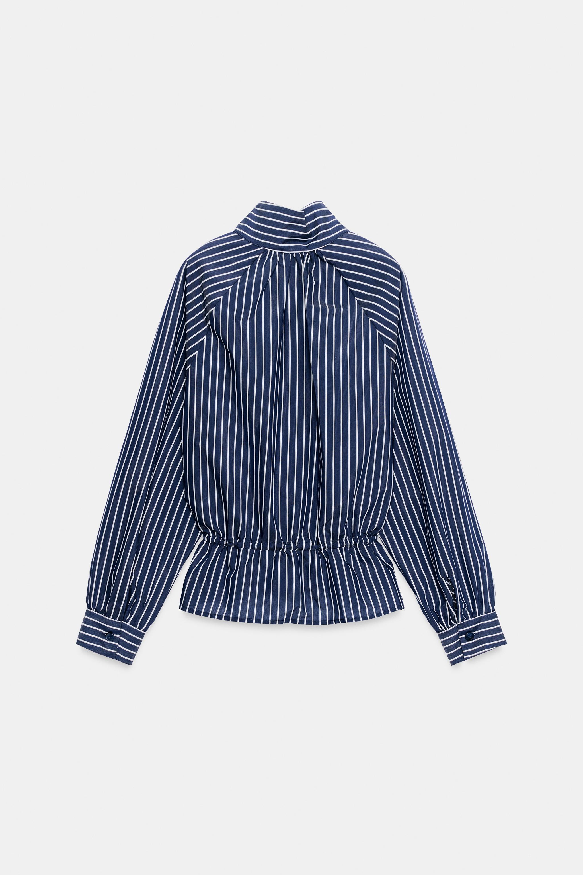 Zara STRIPED HIGH NECK SHIRT — фото 10