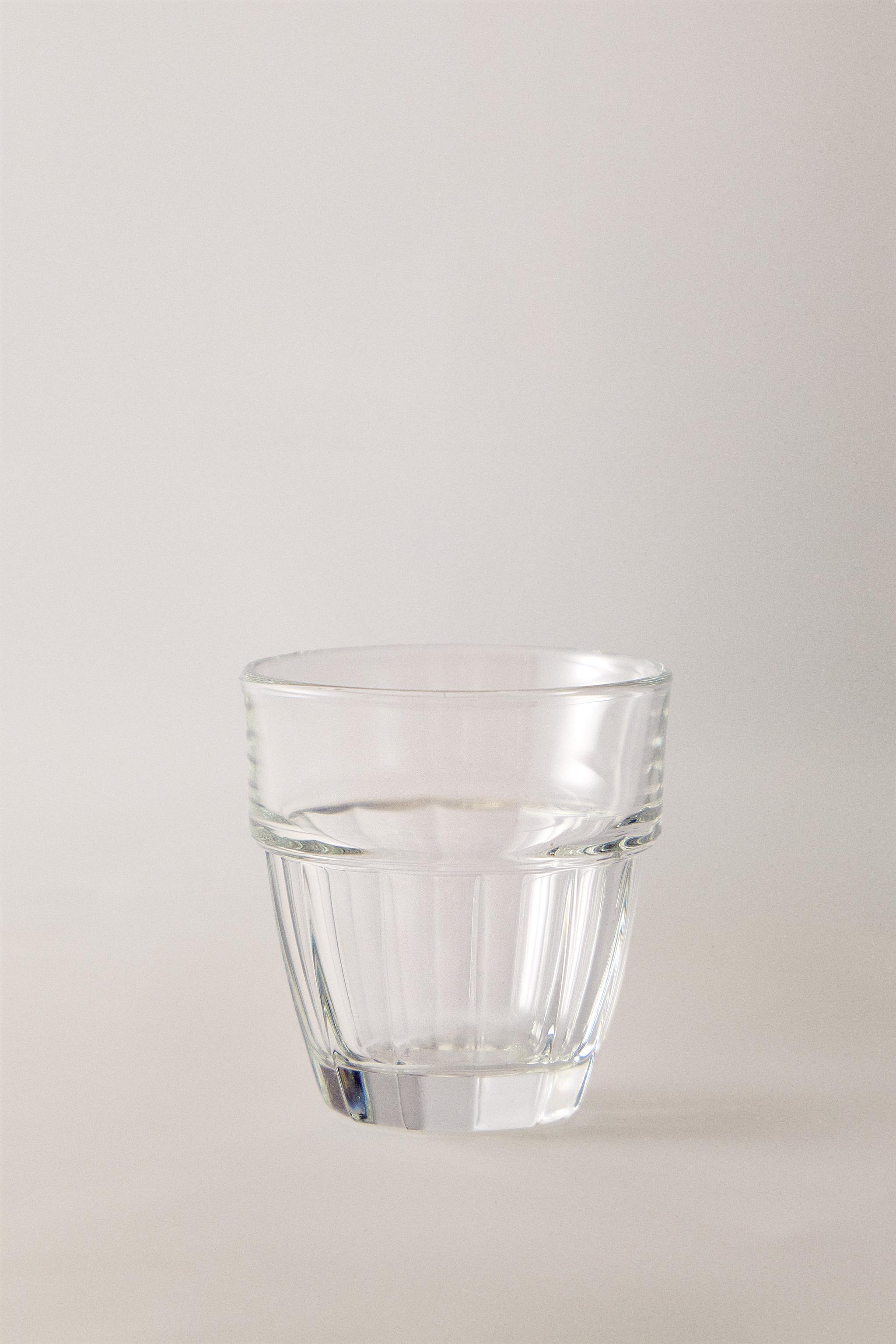 FACETED GLASS COFFEE CUP — Transparent