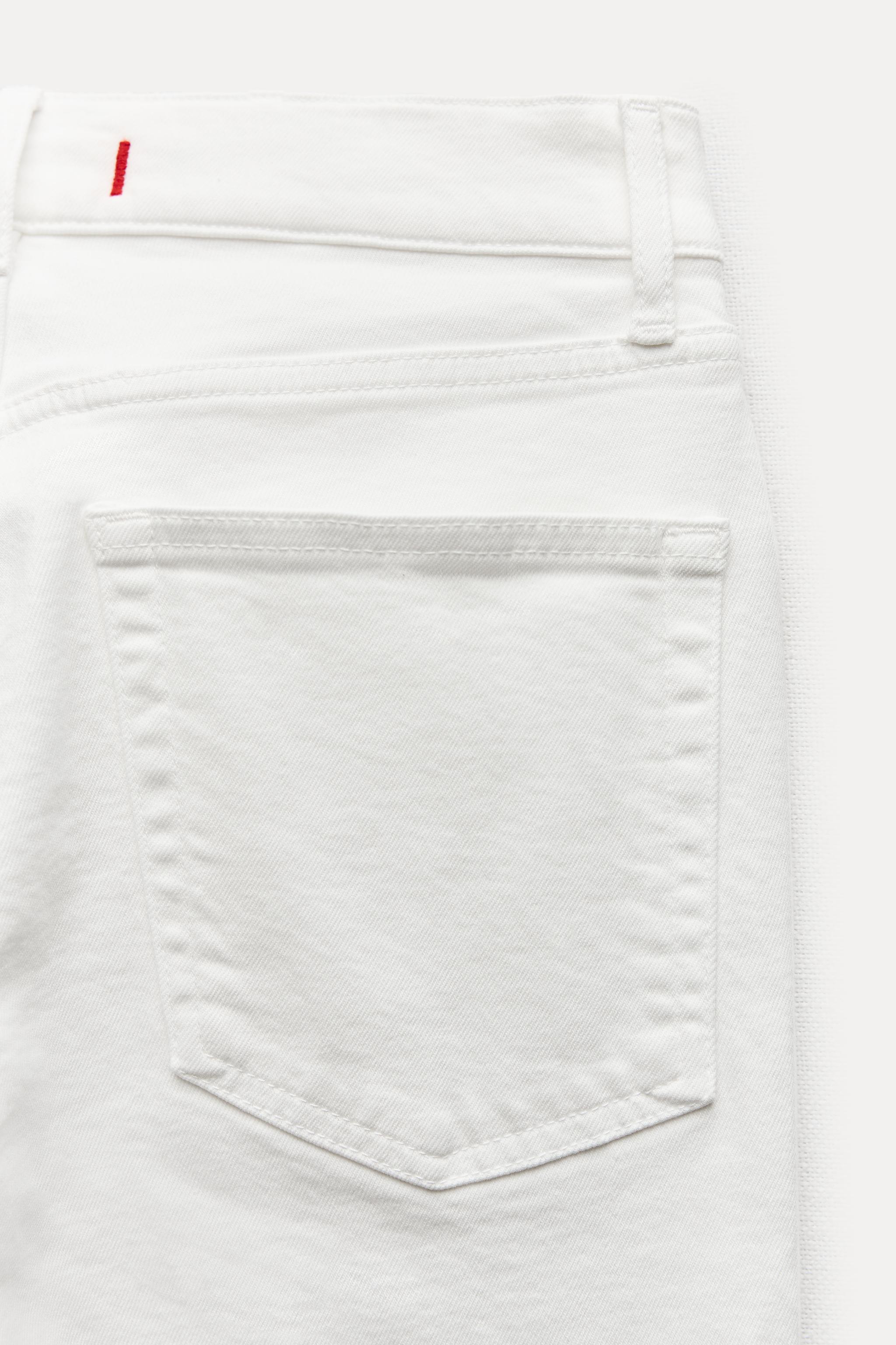 ZW COLLECTION BOOTCUT HIGH-WAIST CROPPED JEANS - White | ZARA 