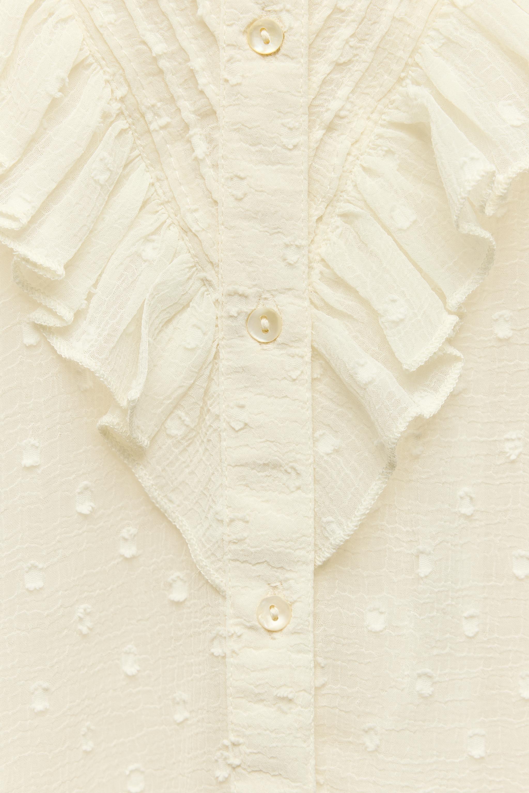 PLUMETIS SHIRT WITH RUFFLES - Ecru | ZARA Turkey