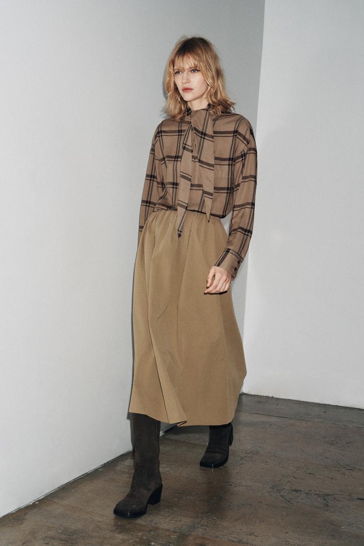 MIDIROCK MIT KAUFMAN ZW COLLECTION grau-beige ZARA Schweiz